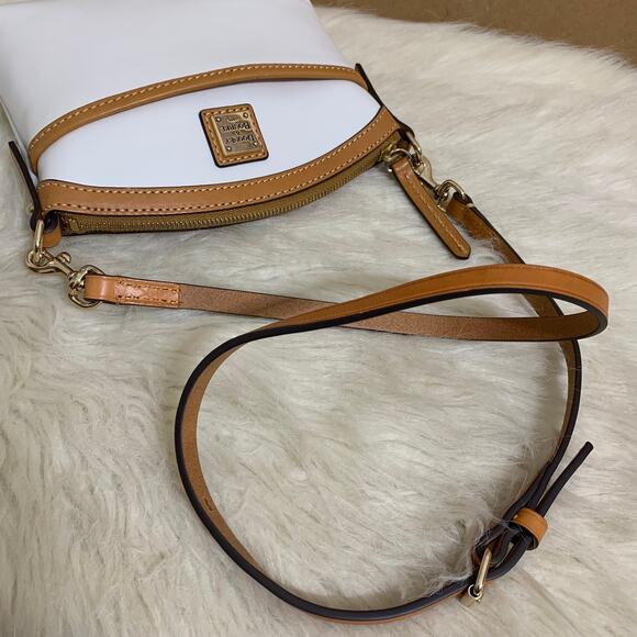 DOONEY & BOURKE Smooth White Italian Leather Petite Domed Crossbody - Picture 8 of 16